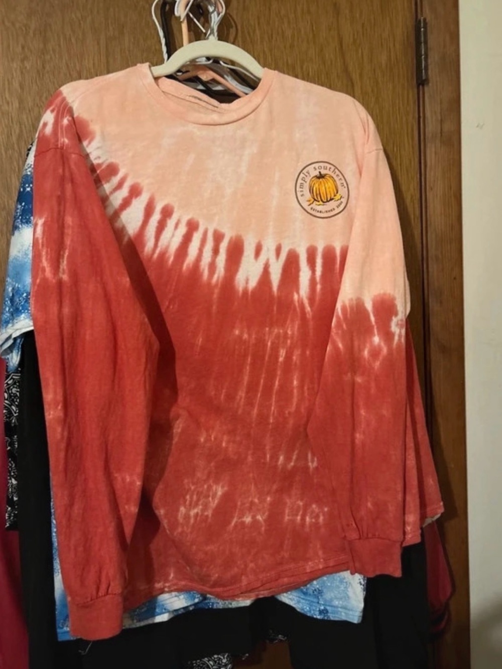 Simply Southern Peach and Rust 'Hello Fall' Long Sleeve Tee - Picture 2 of 3